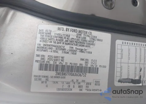 2010 Mercury Grand Marquis Ls (Fleet Only) from USA, damaged, VIN 2MEBM7FV0AX636752